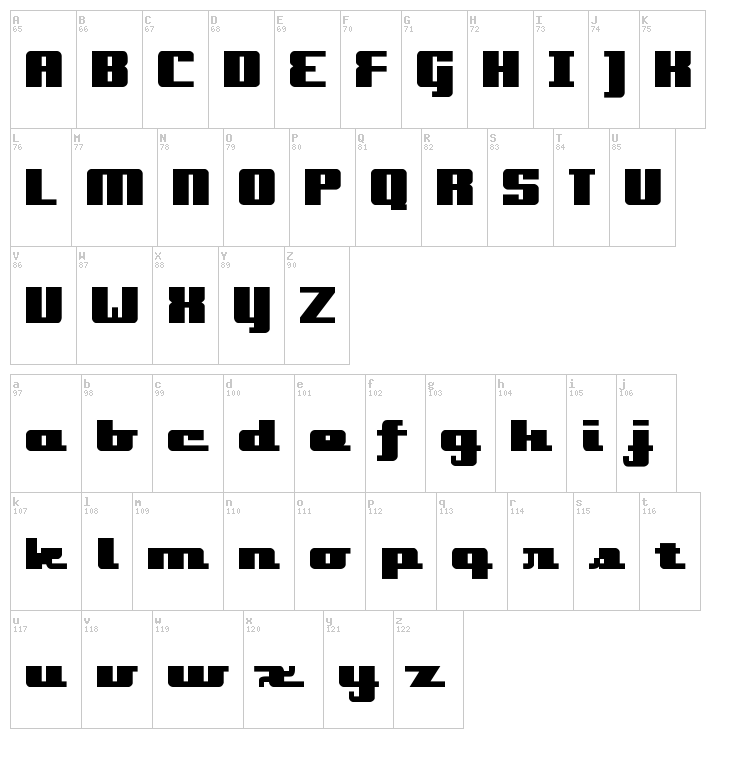 Onakite font map